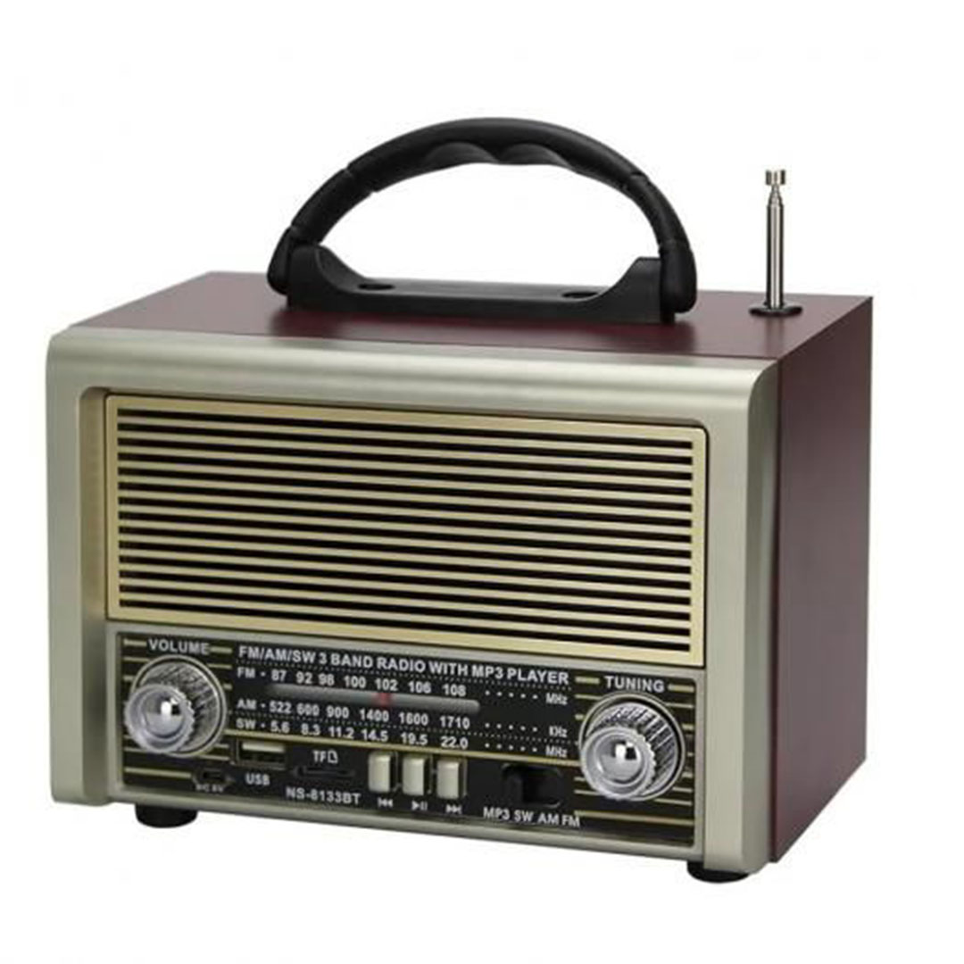 ns-8133bt راديو كلاسيك قابل لإعادة الشحن - بني