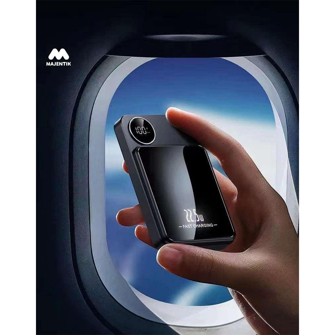 MJ-02 باور بانك لاسلكي - 10000 مللي أمبير - أسود