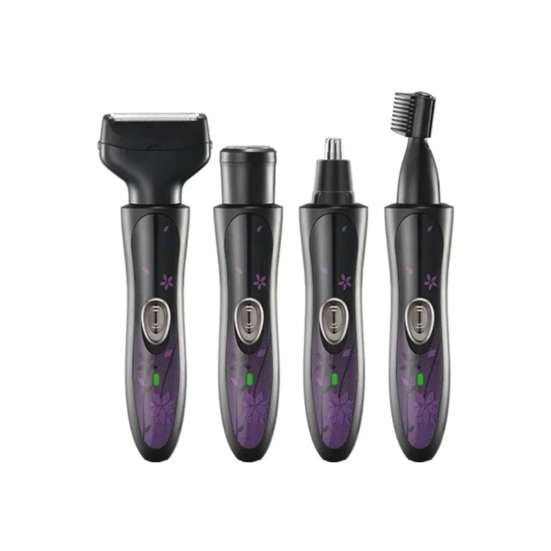Kemei ماكينة حلاقة نسائية قابلة لإعادة الشحن 4 في 1 + ملحق تشذيب الحواجب KM-7114