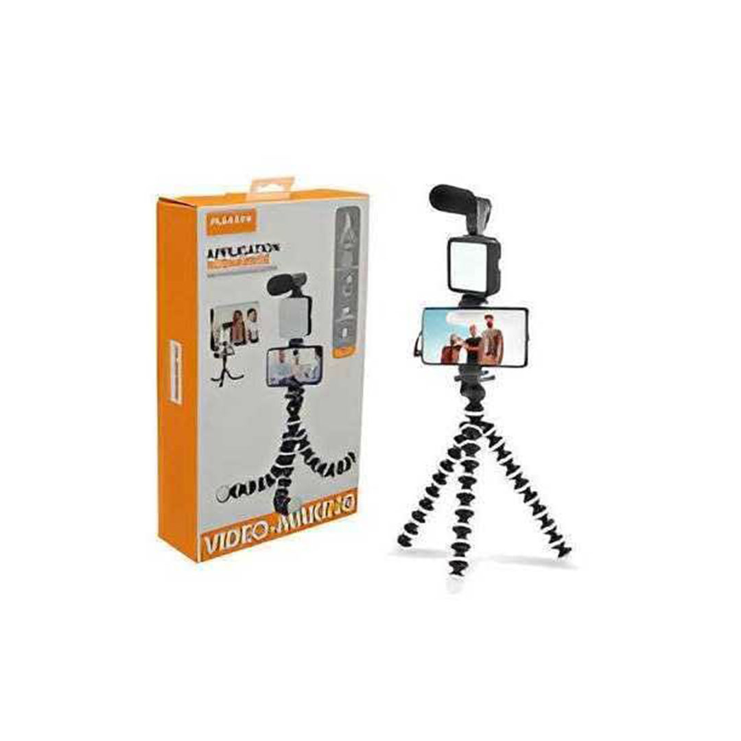 طقم تثبيت كاميرا 5 في 1 PK-775 مع ميكروفون صغير و طقم إضاءة LED