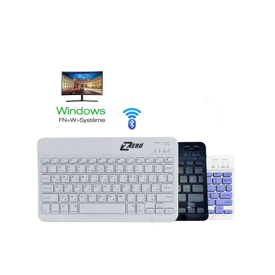 كيبورد ZR-3030 بلوتوث من زيرو - انجليزي وعربي - أبيض