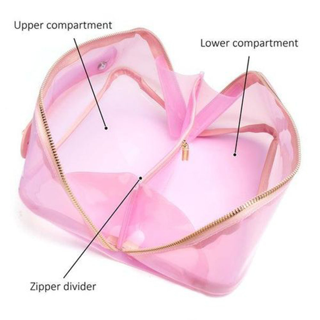 حقيبة أدوات تجميل للسفر شفافة محمولة - بينك