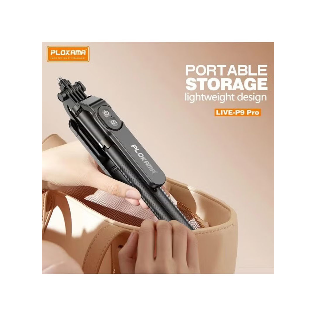 سيلفي ستيك بلوتوث P9 Pro من بلوكاما قابلة للدوران + ريموت - 170 سم