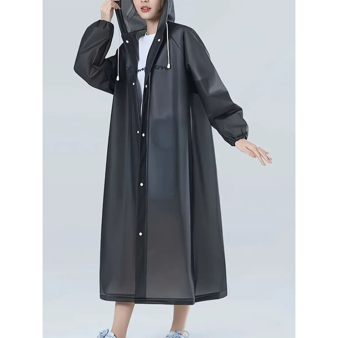 معطف مطر مضاد للماء - اسود