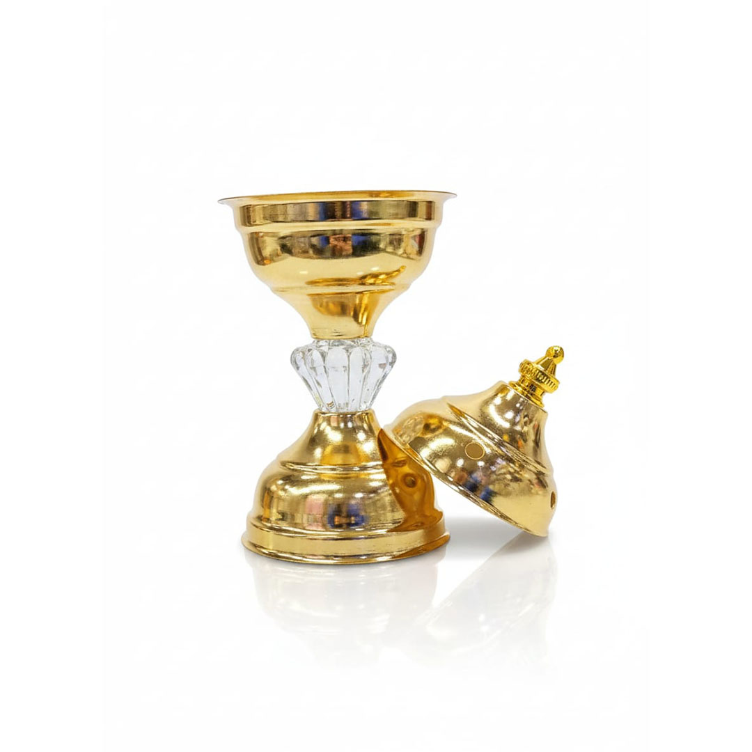 مبخرة ذهبية فاخرة بزخارف عربية – 18×9 سم