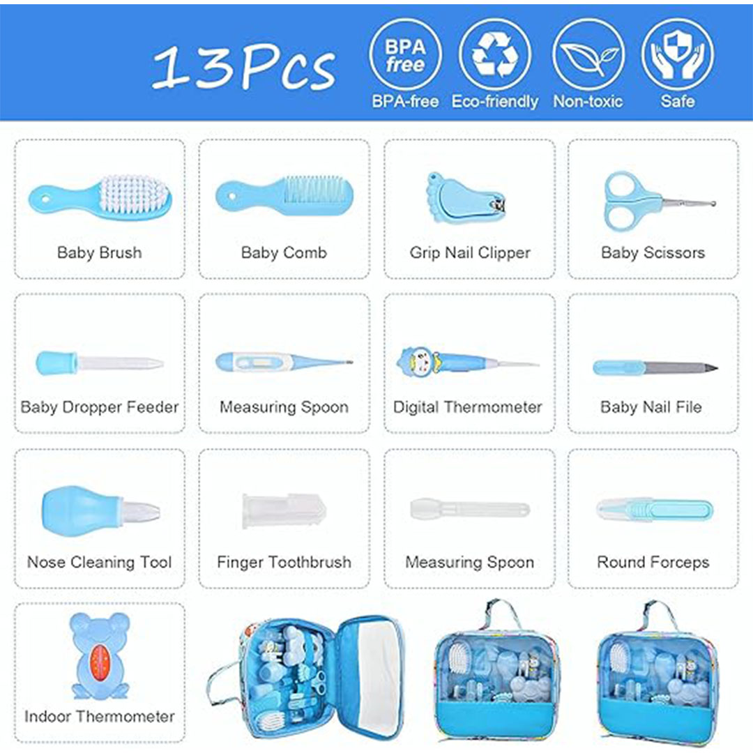 مجموعة العناية للرضع – 13 قطعة – أزرق