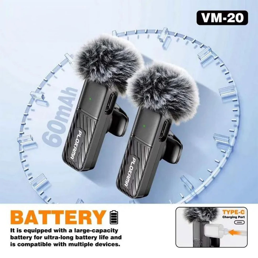 VM20 بلوكاما ميكروفون لاسلكي لافالير - أسود