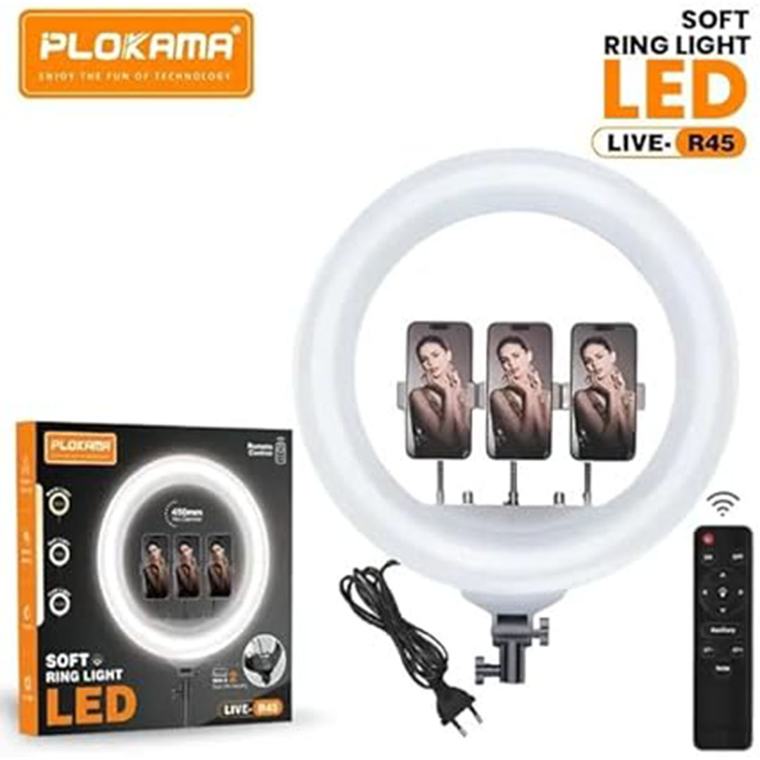 رينجلايت LED من بلوكاما - تحكم عن بعد - دوران 360 درجة - حماية للعين ودرجات سطوع قابلة للتعديل - 45 سم