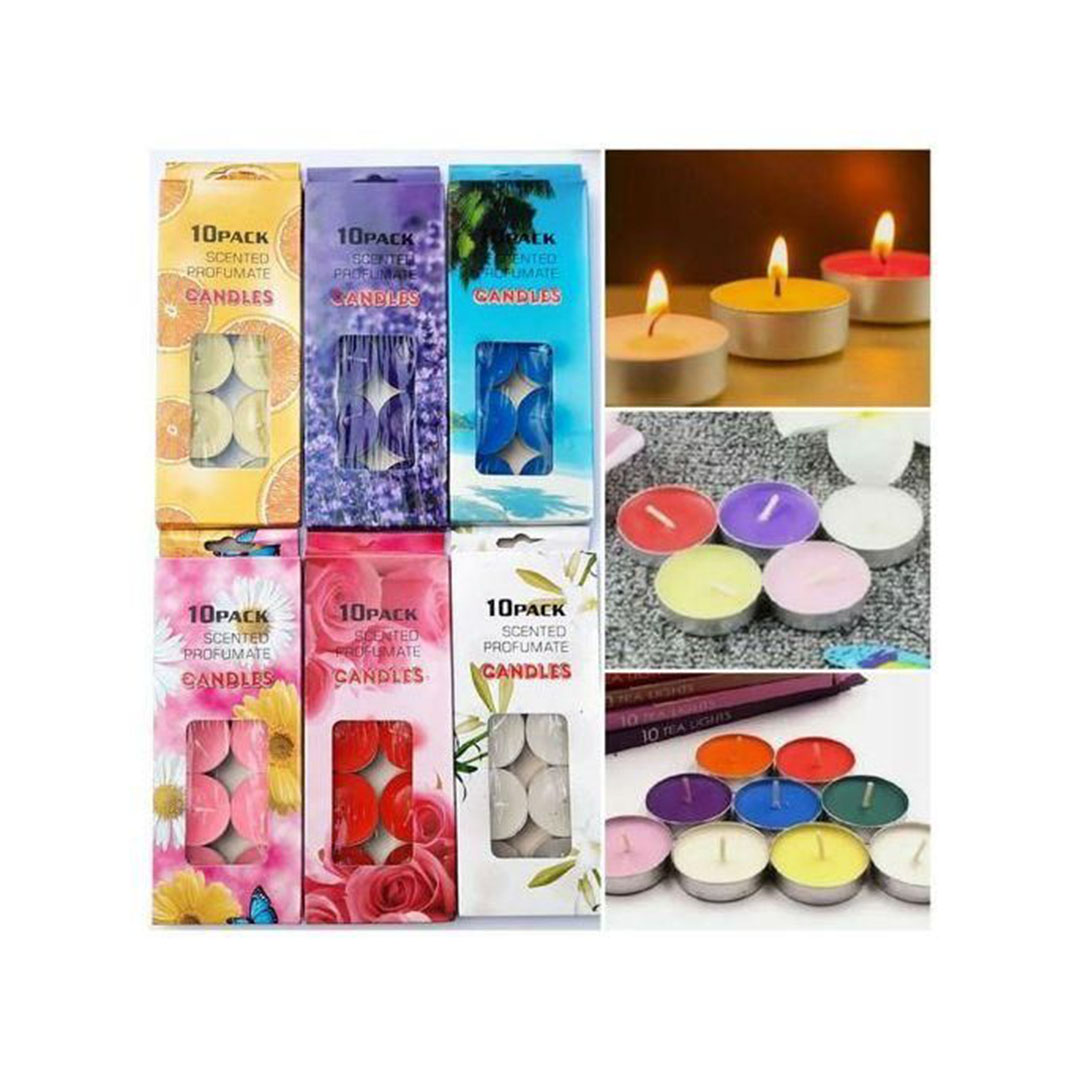 شموع معطرة للمناسبات - 10 قطع - روائح متنوعة - ورد