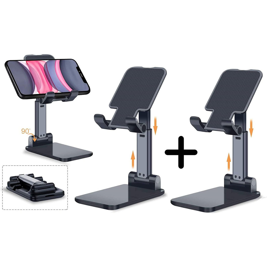 حامل موبايل مكتبي قابل للطي بزاوية ثابتة ومقاوم للانزلاق – قطعتين