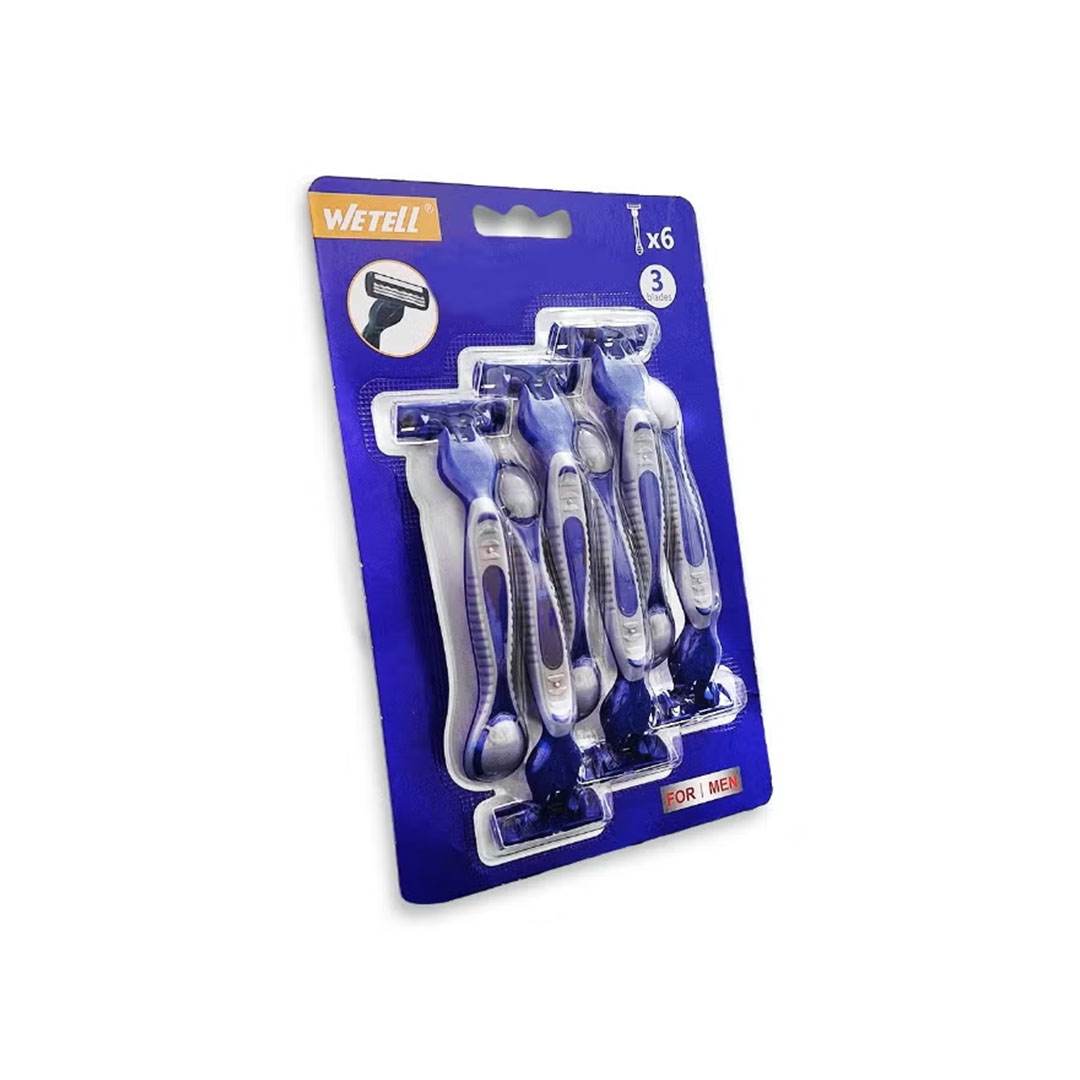 مجموعة شفرات حلاقة للرجال بشفرات ثلاثية - 6 قطع