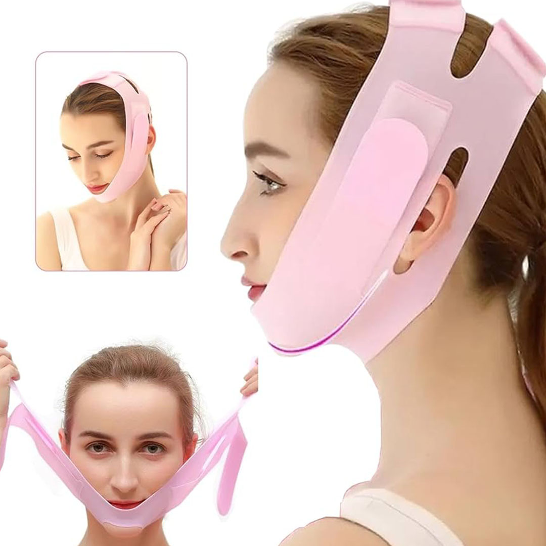 قناع سيليكون شكل V لشد الوجه - بينك