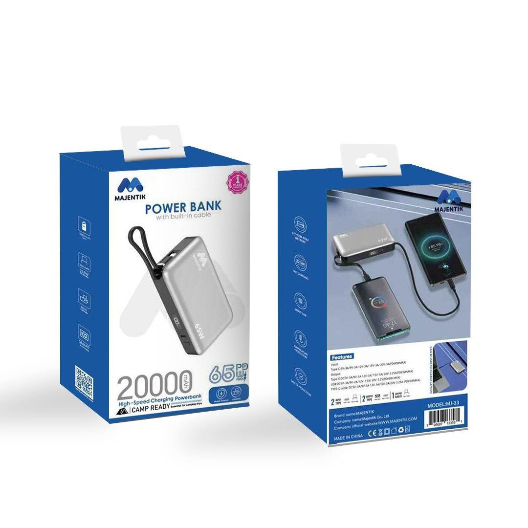 ماجنتيك باور بانك - 20000 مللي أمبير - فضي - MJ-33