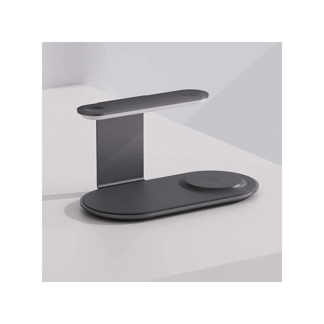 شاحن لاسلكي MW-17 4 في 1 مع ساعة منبه - شحن سريع 15 وات