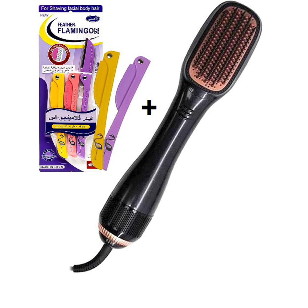 فرشاة تصفيف الشعر 2 في 1 من Joy + شفرات فلامنجو هدية