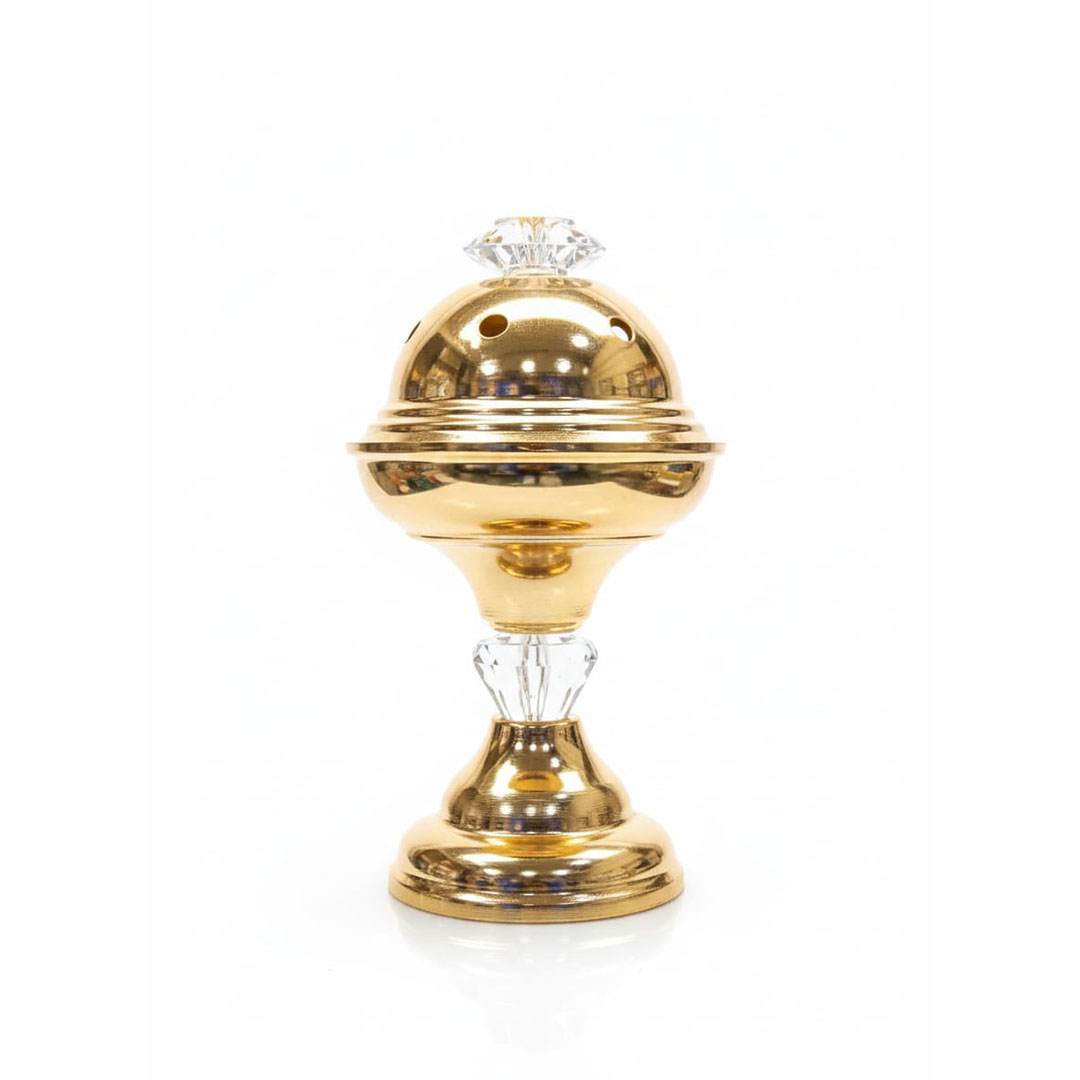 مبخرة ذهبية فاخرة بزخارف عربية – 20×10 سم