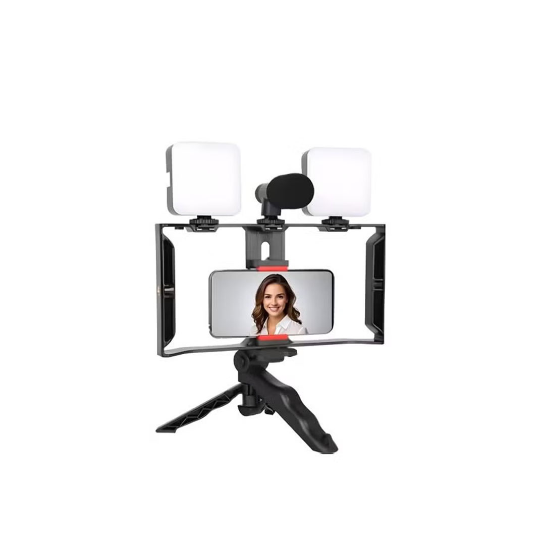 مجموعة فيديو رينج من بلوكاما PK-778 للهواتف الذكية مع إضاءة LED مزدوجة + ميكروفون وحامل كاميرا الهاتف المحمول