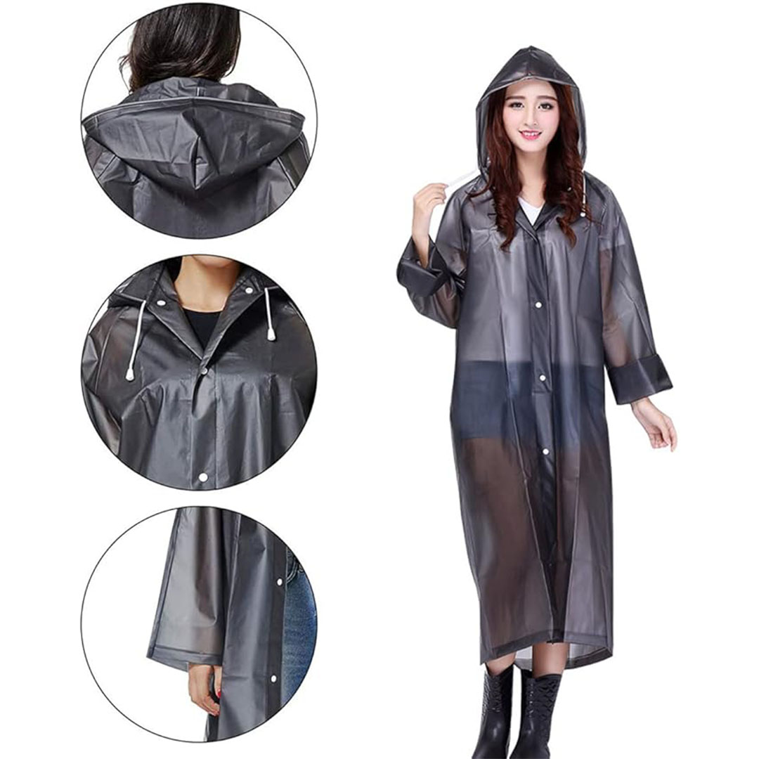 معطف مطر مضاد للماء - اسود