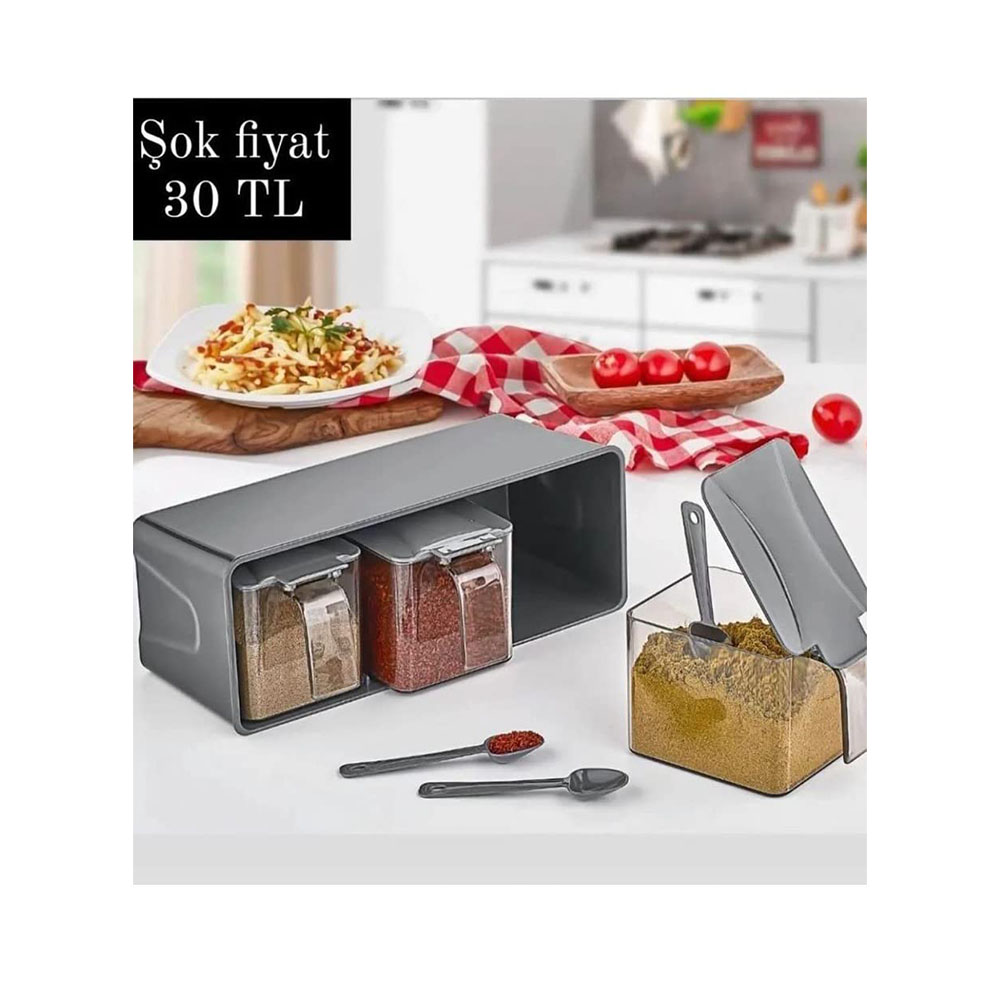 طقم توابل أكريليك - 3 قطع