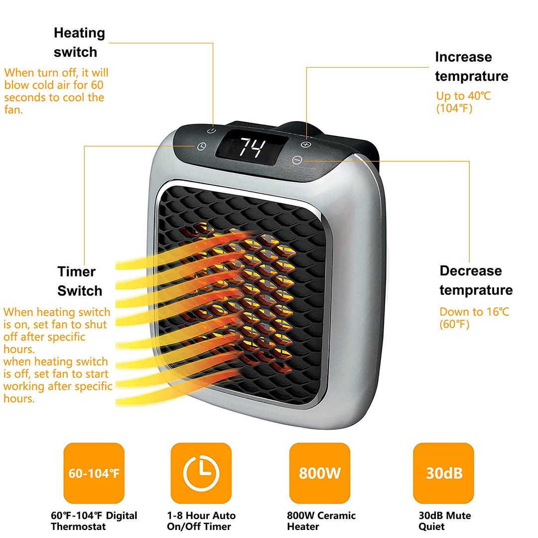 دفاية صغيرة بمروحة - 800 وات - أسود