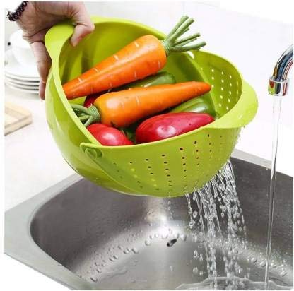 مصفاة ارز بلاستيك بقلاب - بينك