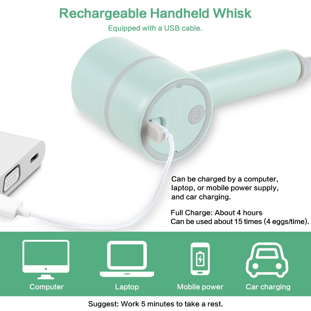 مضرب يدوي كهربائي مع قطاعه - أخضر