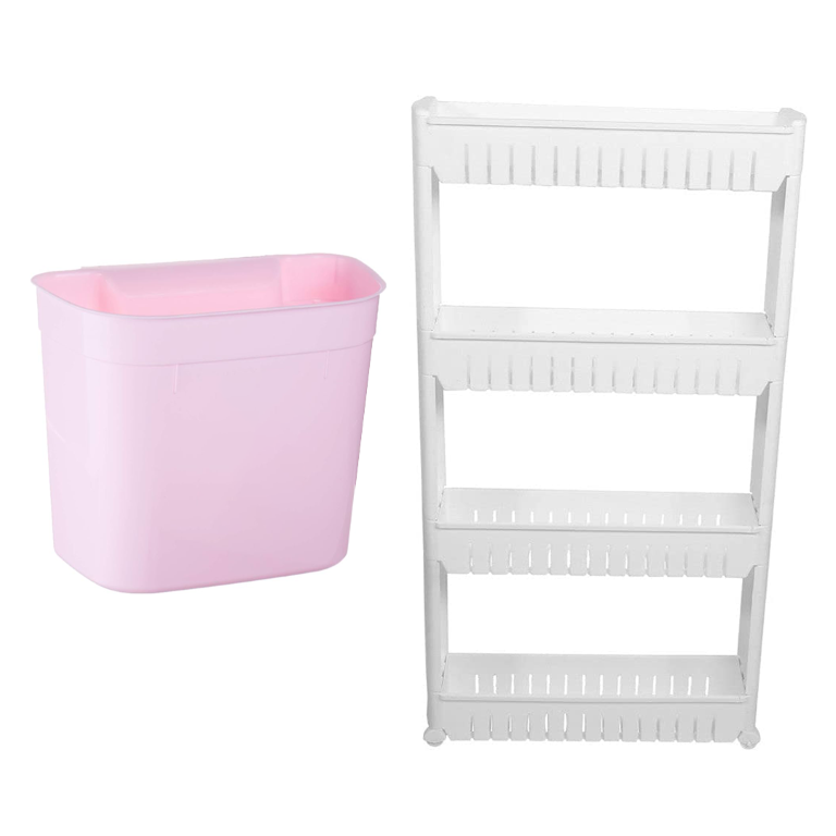 منظم 4 أدوار مع سلة للمطبخ بلاستيك