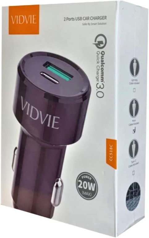 CC518C شاحن سيارة سريع بمخرجين - أسود