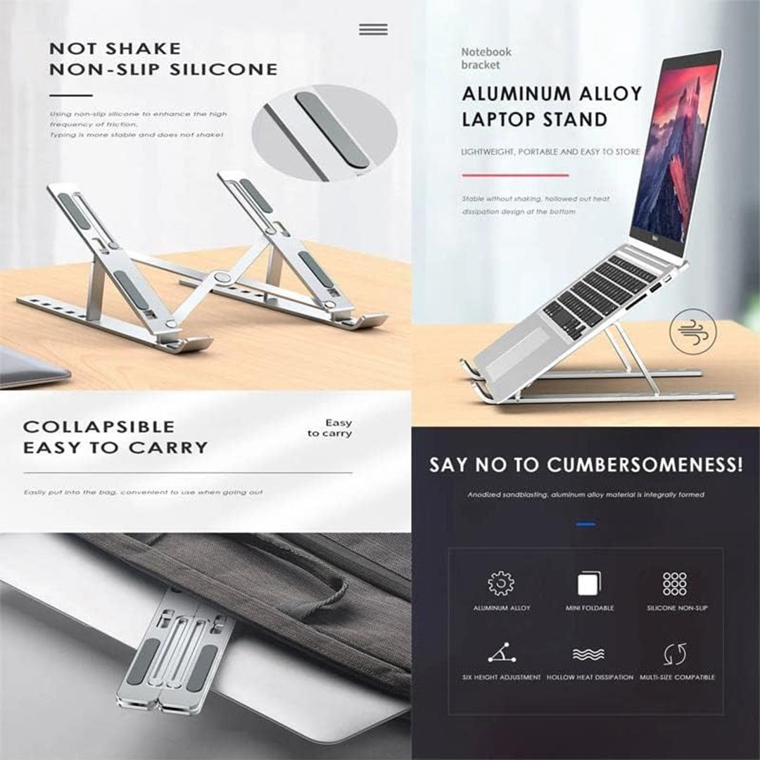 حامل لاب توب قابل للطي - فضي