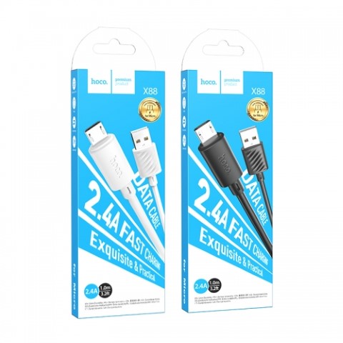 X88 كابل شاحن محول من USB الي مايكرو - أبيض