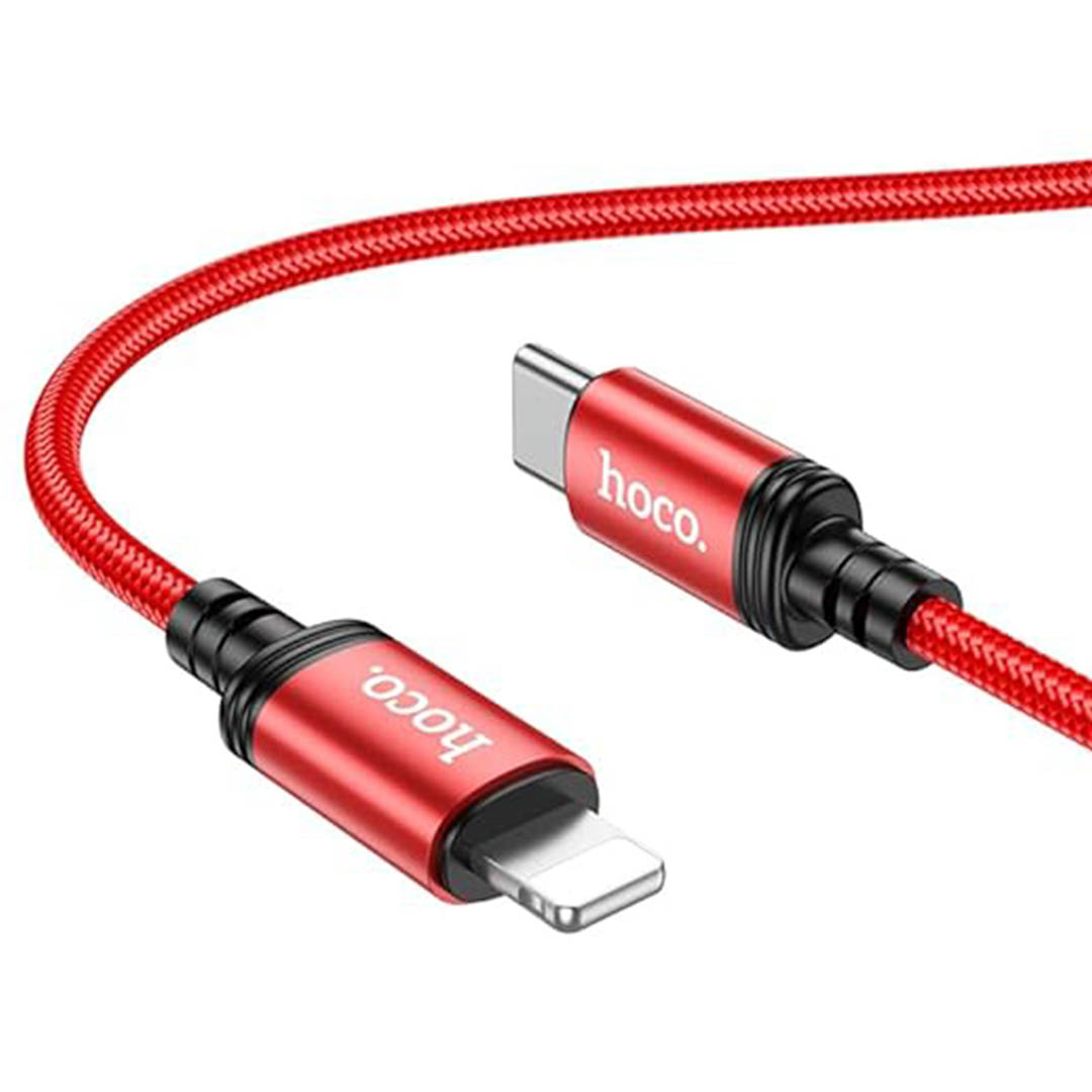 X89 Wind PD كابل شحن ونقل بيانات للأيفون - أحمر/أسود