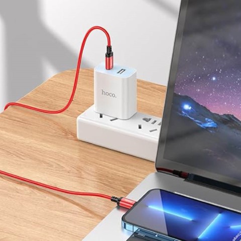 X89 Wind كابل شحن ونقل بيانات للأيفون - أحمر/أسود