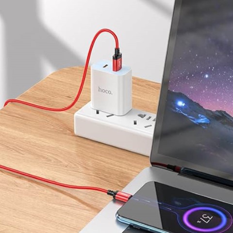 X89 Wind كابل شحن ونقل بيانات مايكرو - أحمر/أسود