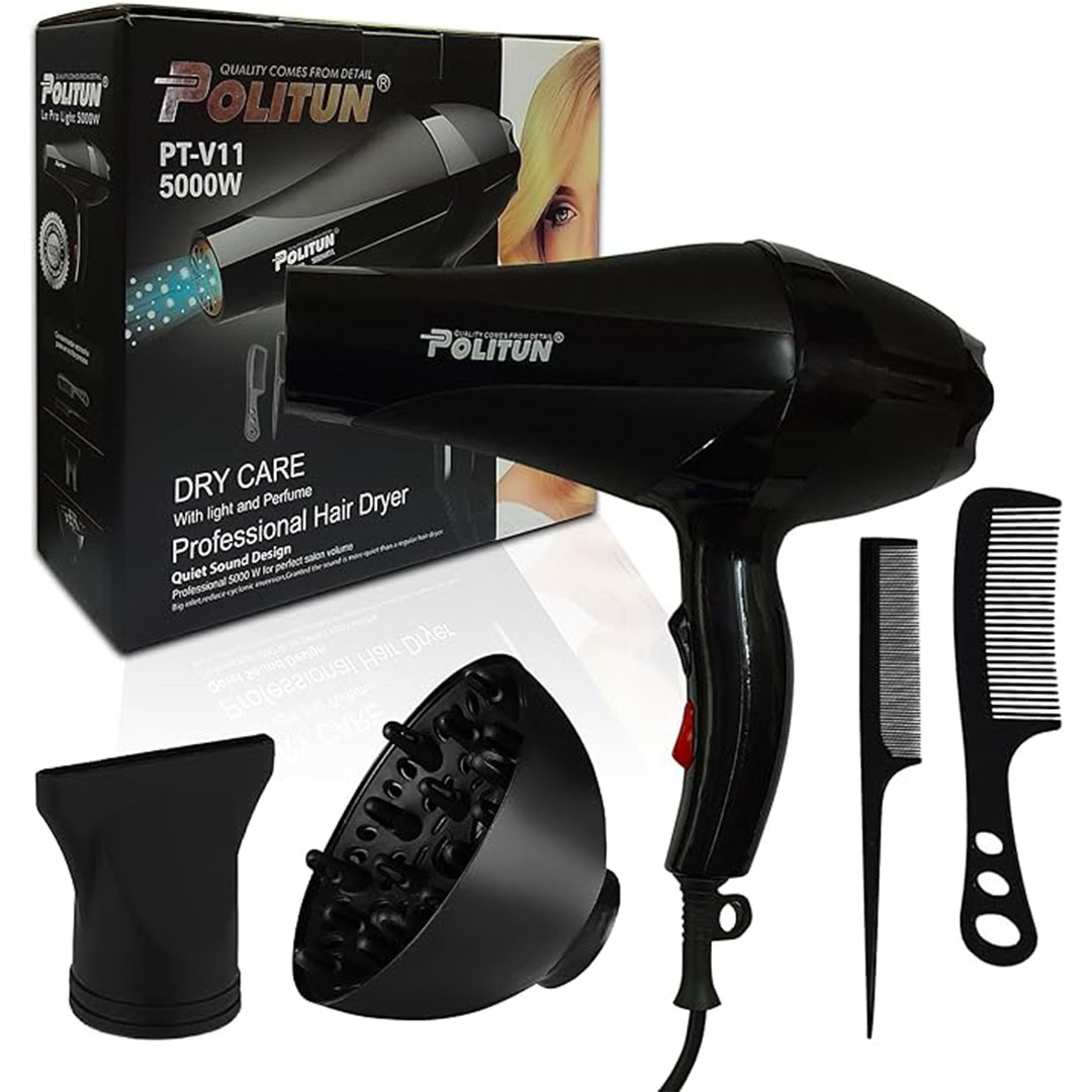 مجفف شعر بوليتون - 5000 وات - حماية من الحرارة الزائدة - PT-V11