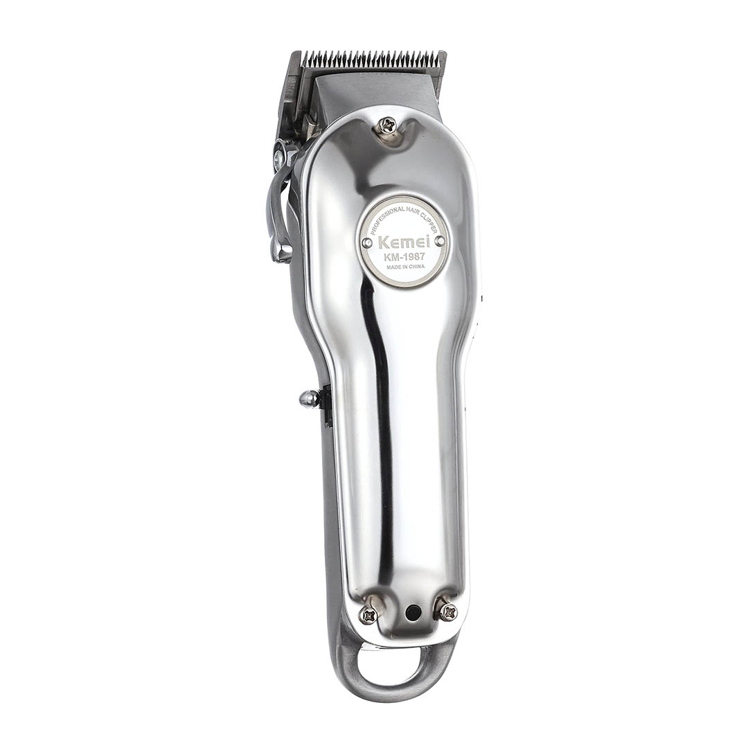 KM-1987 ماكينة حلاقة الشعر قابلة للشحن - فضي