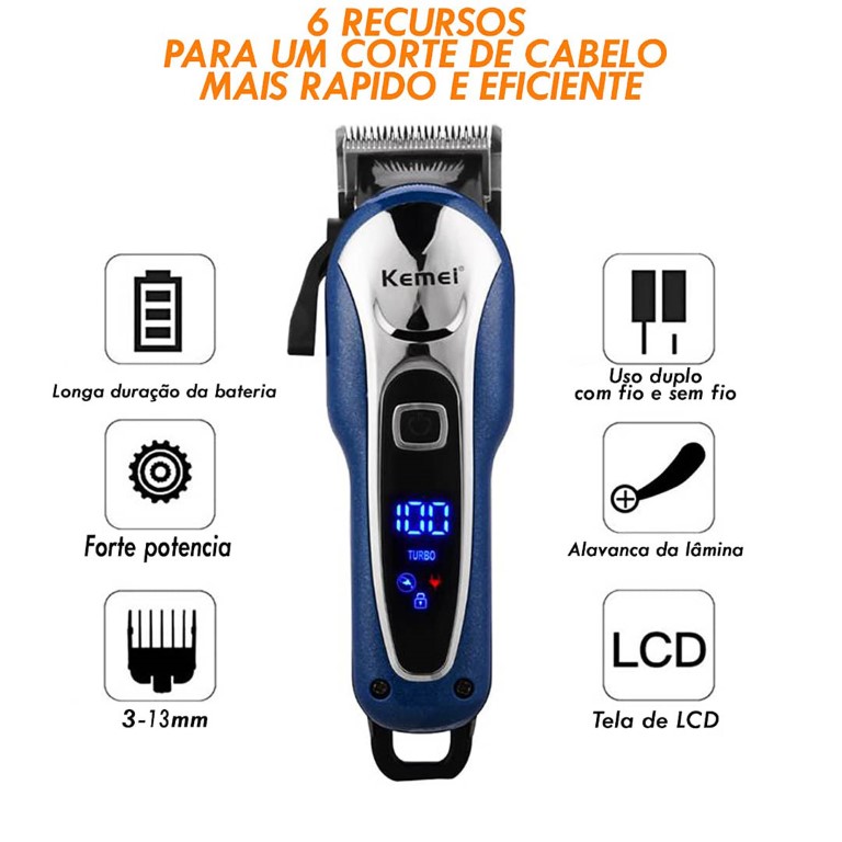 KM-1995 ماكينة حلاقة شعر قابلة للشحن - ازرق