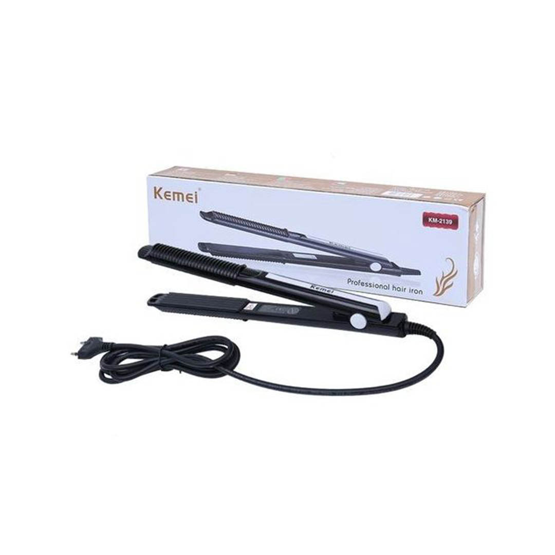 KM-2139 مكواة فرد الشعر - 220C - أسود