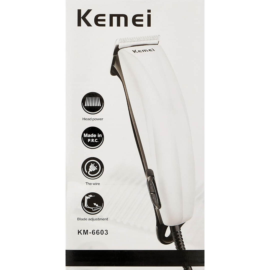 KM-6603 ماكينة حلاقة الشعر الكهربائية - أبيض