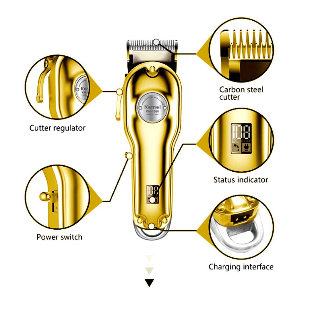 KM-1986 ماكينة حلاقة الشعر الإحترافية - ذهبي