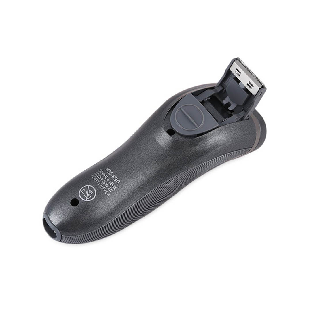 KM-890 ماكينة حلاقة الذقن قابلة للشحن - رمادي