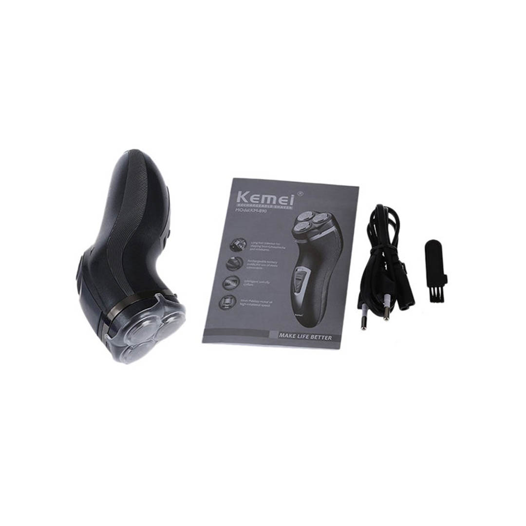 KM-890 ماكينة حلاقة الذقن قابلة للشحن - رمادي