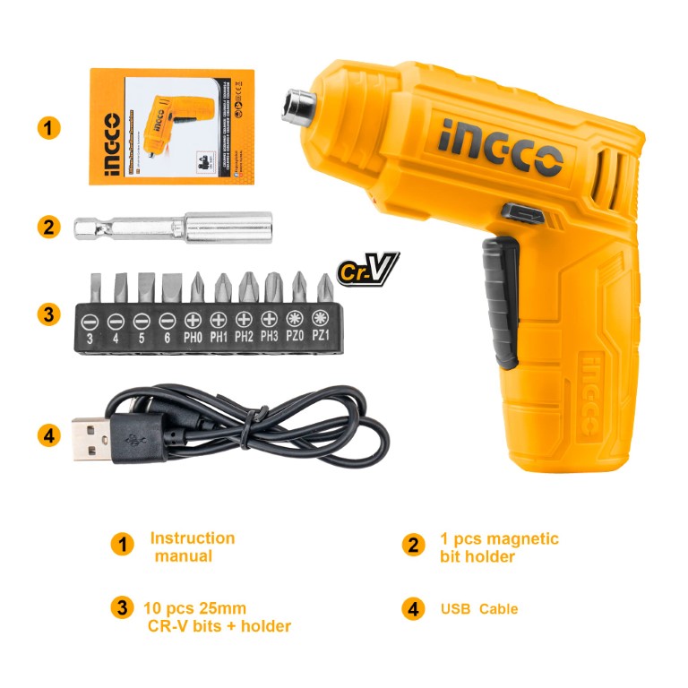 CSDLI0402 مفك كهربائي يدوي قابل للشحن - 4 فولت