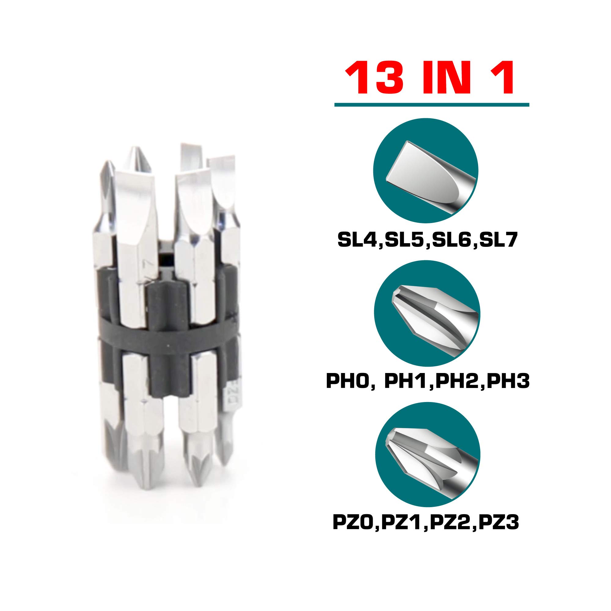 TACSD30136 طقم مفك براغي بسقاطة 13فى1
