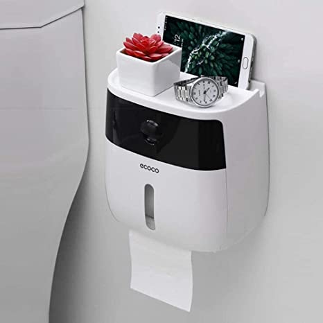 علبة حامل المناديل الذكية- أبيض/ أسود