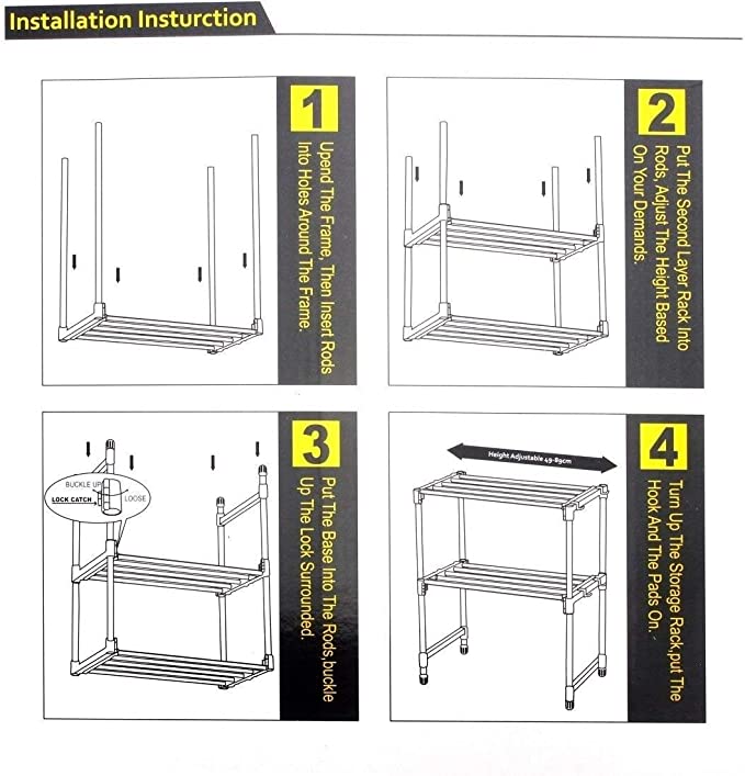 حامل معدني للميكروويف قابل للفتح - 2 رف