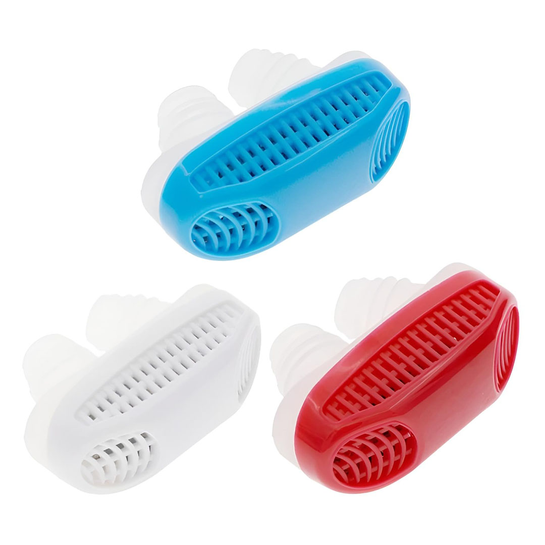 مشبك أنف للشخير - 2 في 1 - تنقية هواء - سيليكون ناعم - متعدد اللون