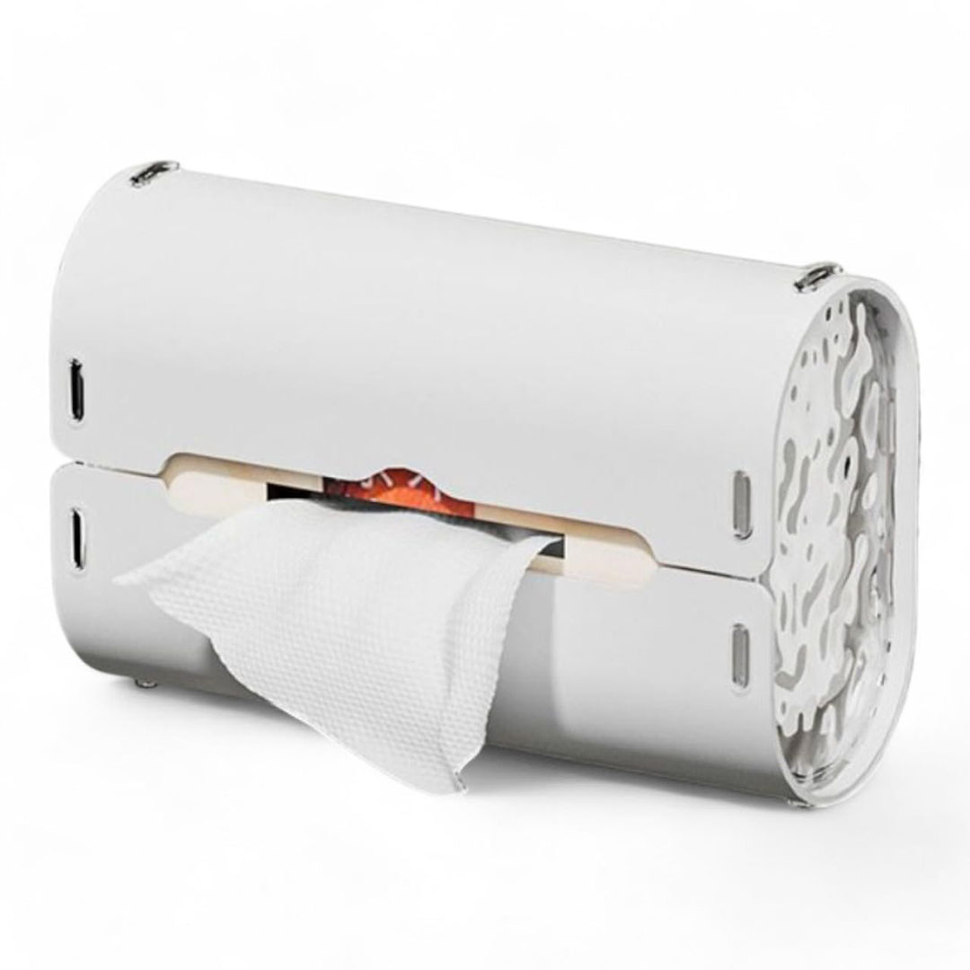 غطاء لعلبة المناديل سيليكون بقواعد شفط - أبيض