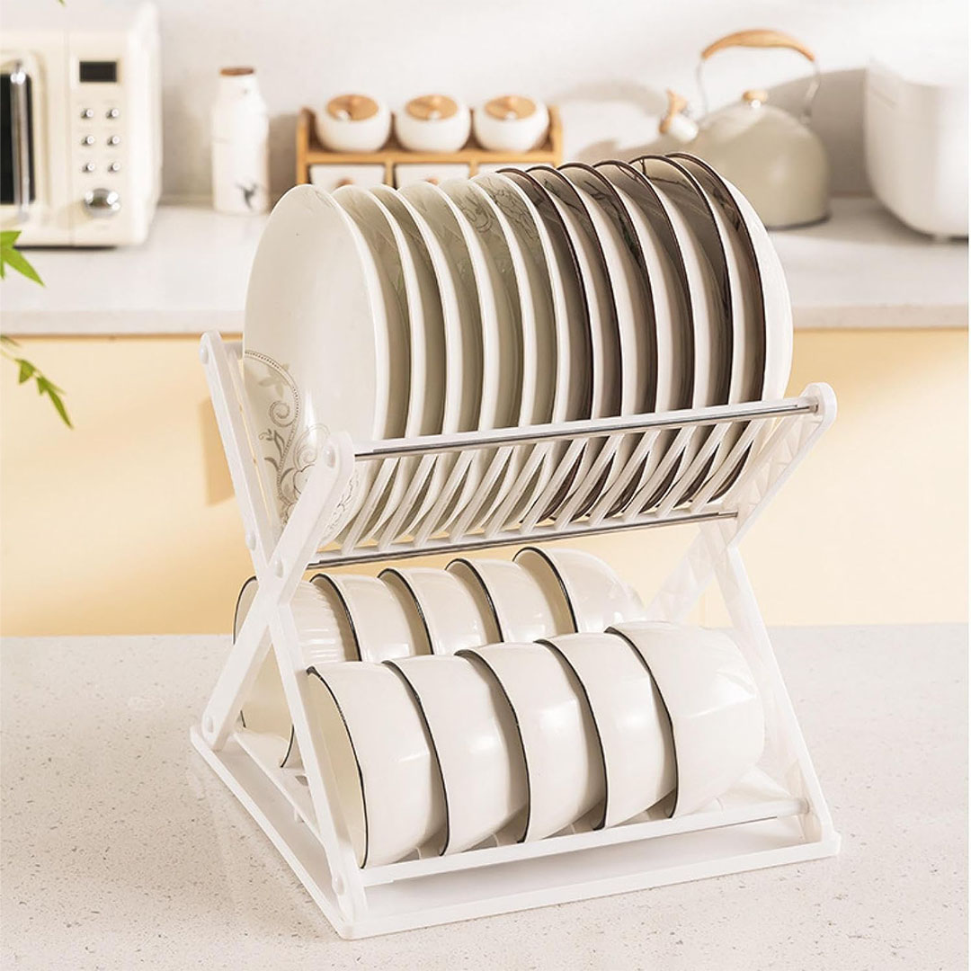 صفاية ومطبقة 2 دور بلاستيك - أبيض