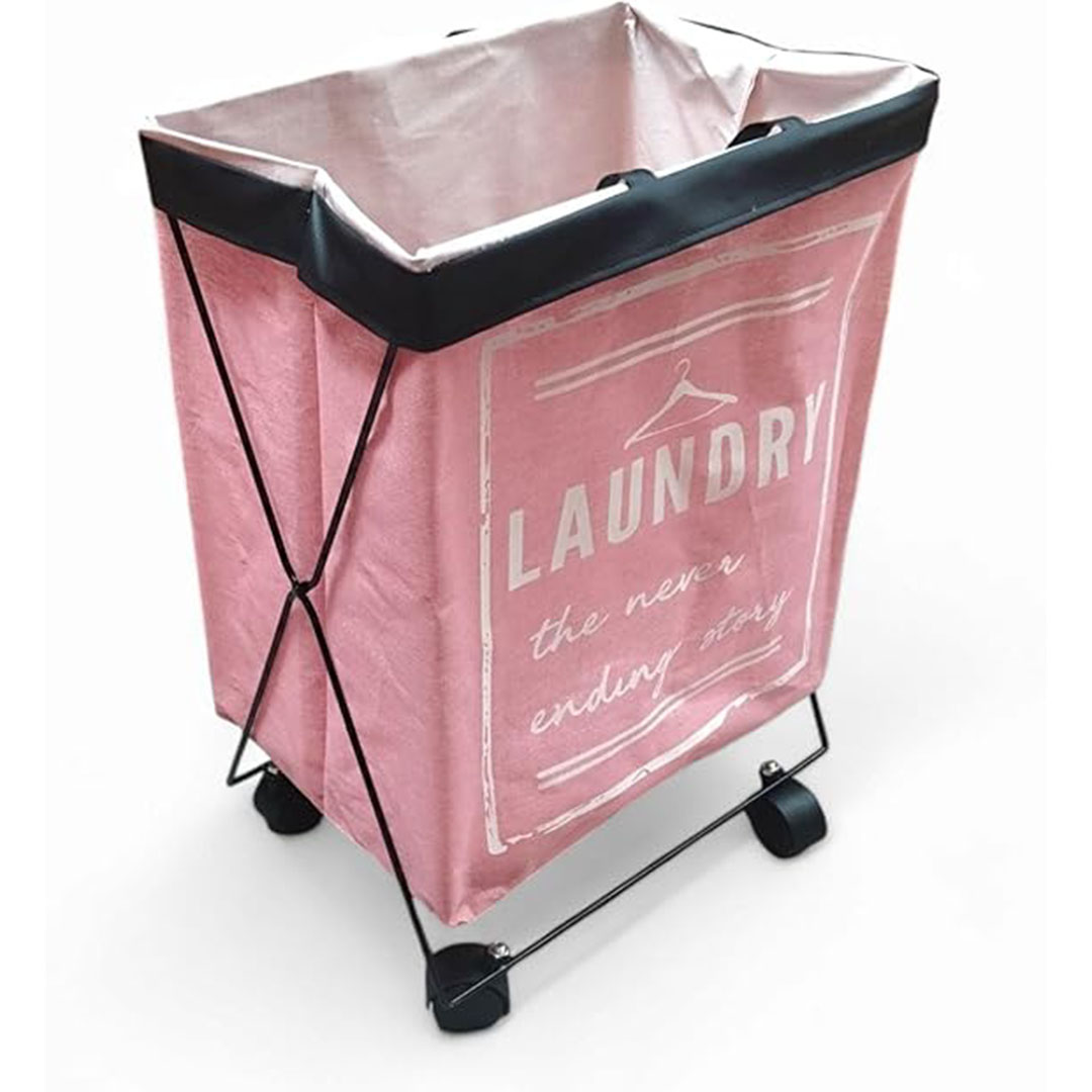 سلة غسيل محمولة قابلة للطي بعجلات - 60 سم