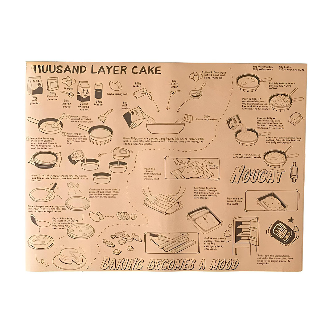ورق حلويات كبير 38 × 28 سم - امتصاص سريع للزيت - 50 ورقة